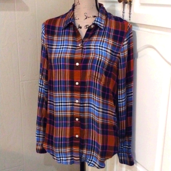 Lucky Brand Brown Pink and Blue Soft Flannel shirt Small - Picture 1 of 4